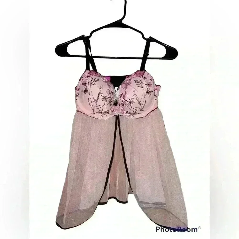 NWOT Victoria’s Secret Pink Babydoll Lingerie Bra Top Size 34D - Picture 1 of 4